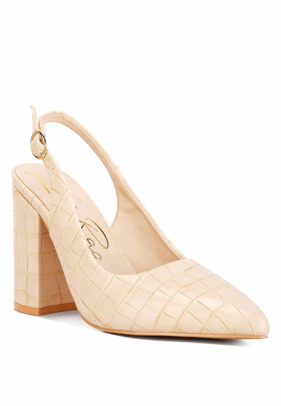 NEW RAG COMPANY women's macha croctexture sling back heels in beige